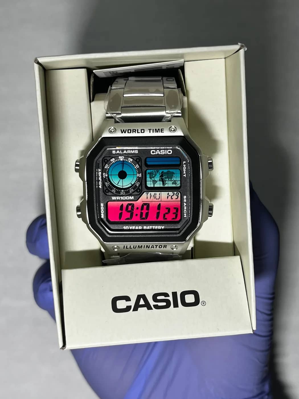 Casio AE1200 · Degradado Azul Rojo · Degradado