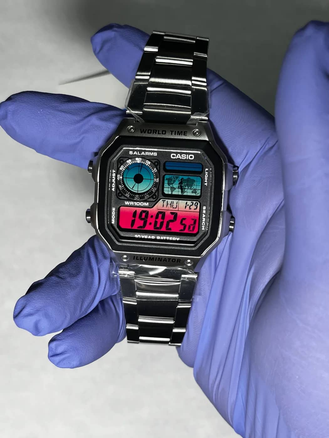 Casio AE1200 · Degradado Azul Rojo · Degradado